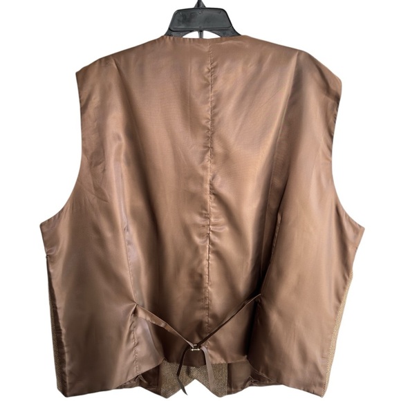 Paul Jones Wool Blend Brown Tweed Herringbone Waistcoat Vest 3XL Classic Preppy - Picture 2 of 12